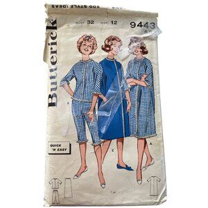 60s Vintage Butterick 9443 Sewing Pattern Size 12 Coat Pedal Pushers Jacket CUT